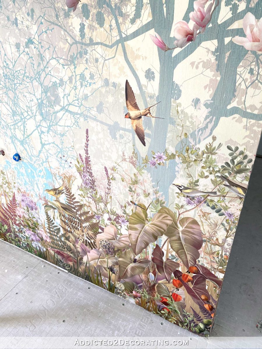 wallpaper wall mural with foliage and birds