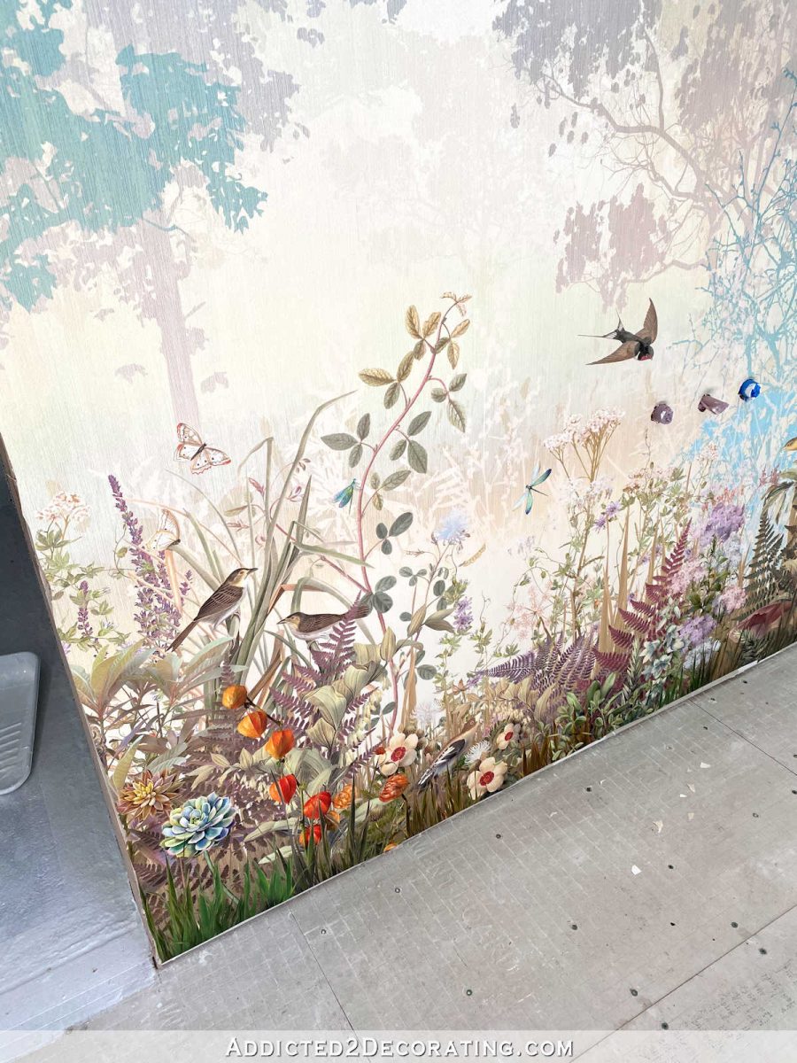 wallpaper wall mural with foliage and birds