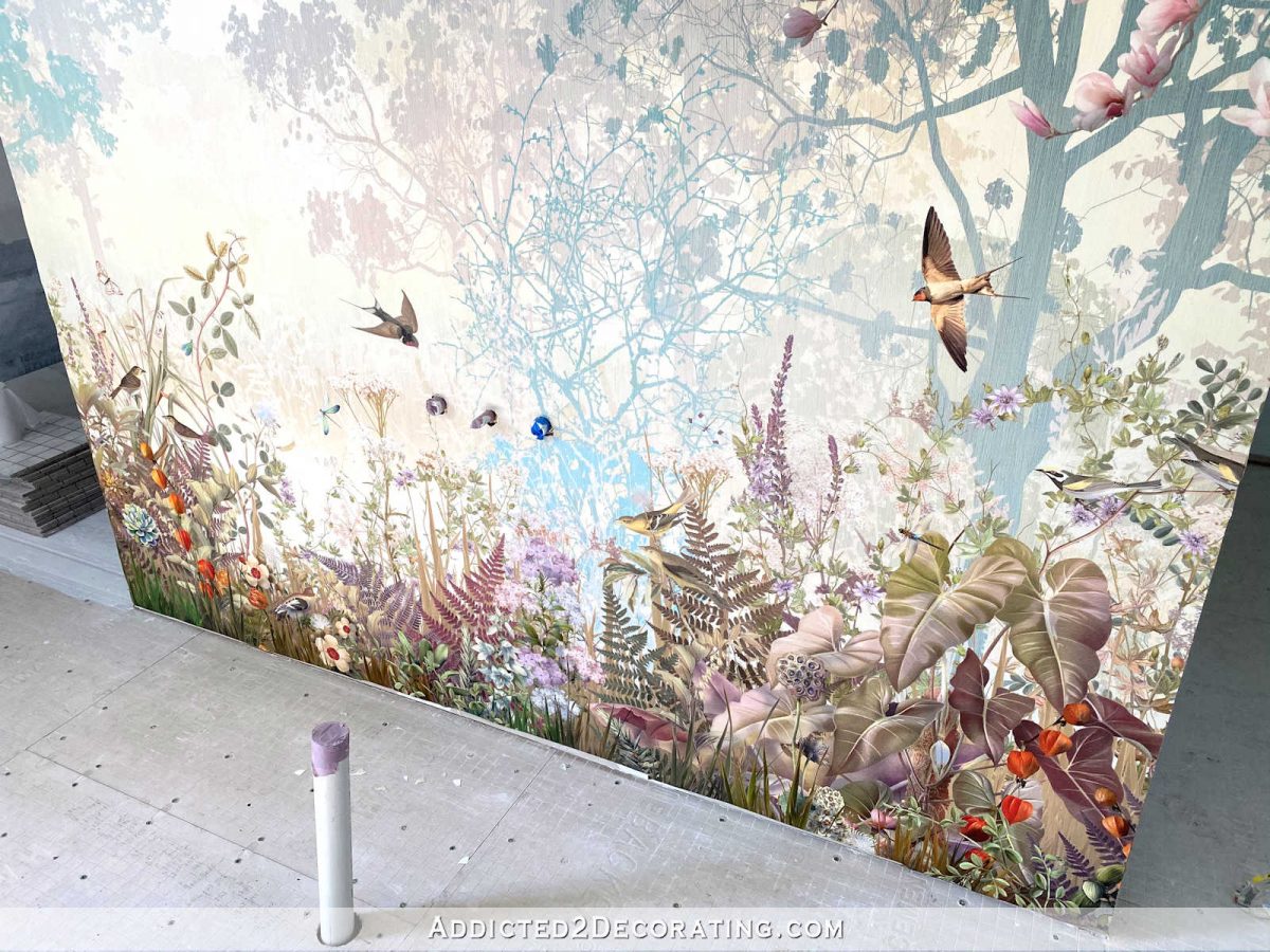 wallpaper wall mural with foliage and birds