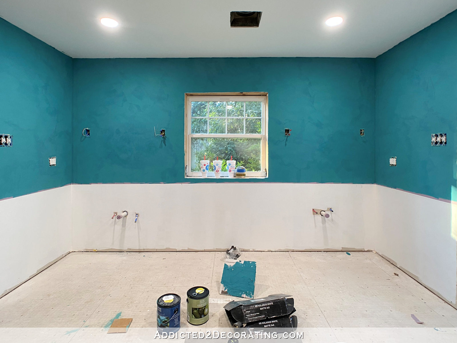 master bathroom walls with venetian plaster finish in dark turquoise teal - 1