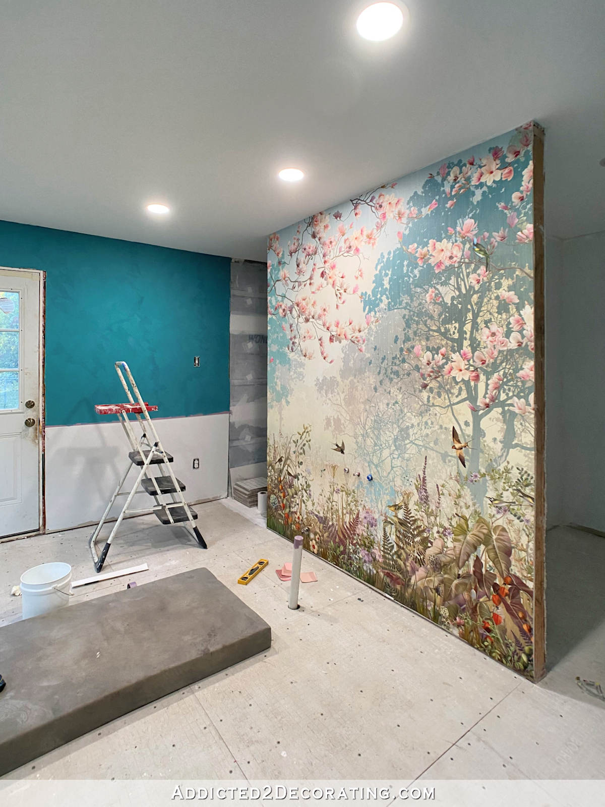 master bathroom walls with venetian plaster finish in dark turquoise teal - 2