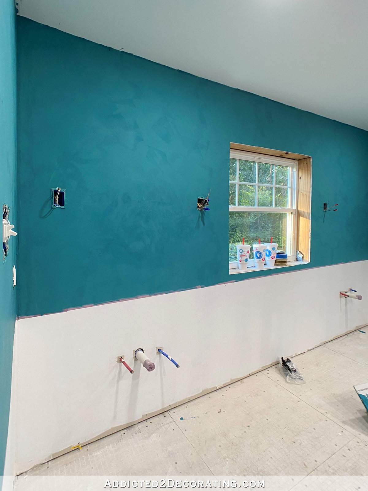 master bathroom walls with venetian plaster finish in dark turquoise teal - 5