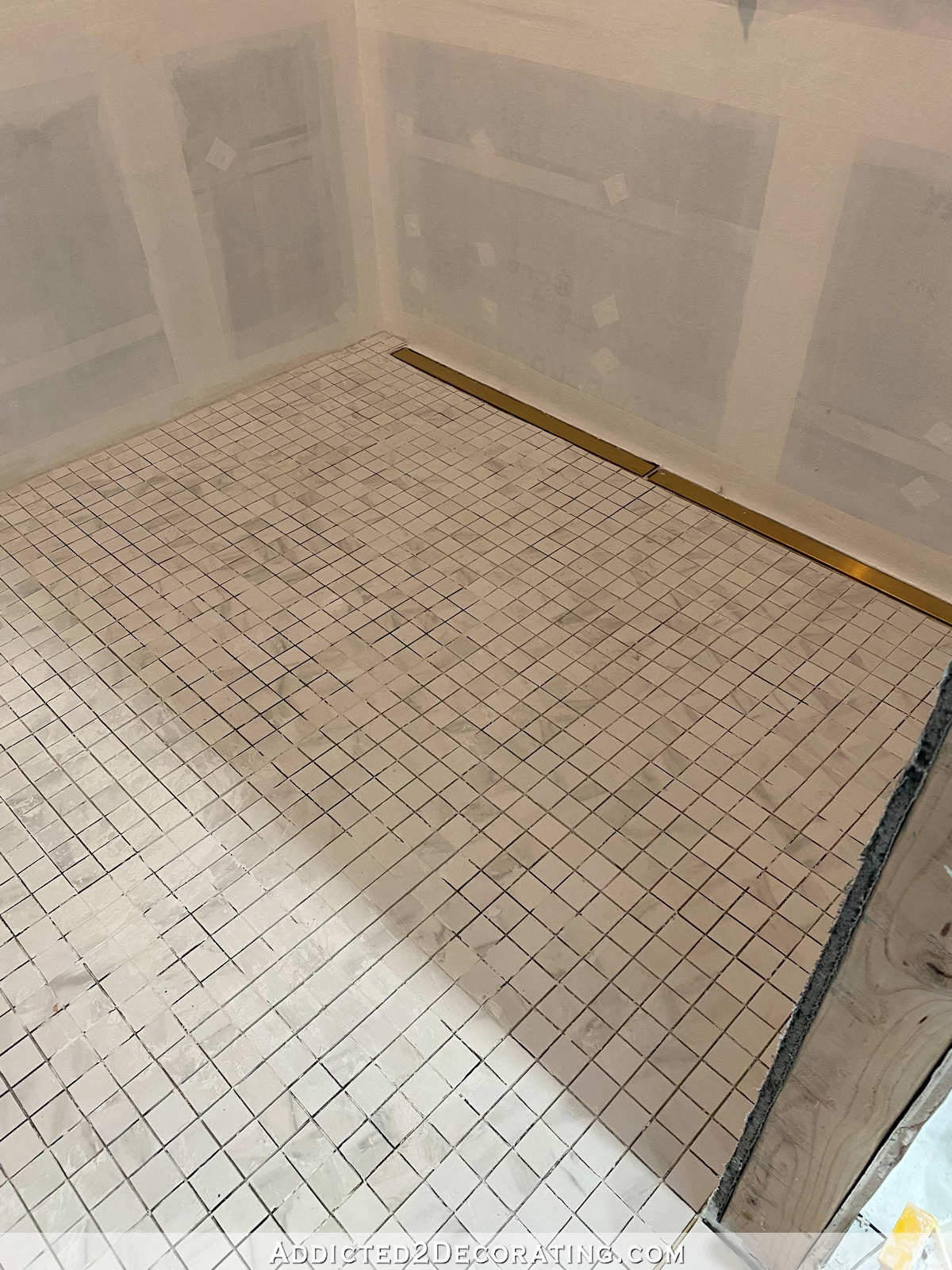 Tiling Our Large Curbless Shower Floor