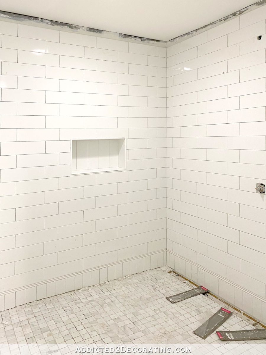 shower tile installation finished - 1