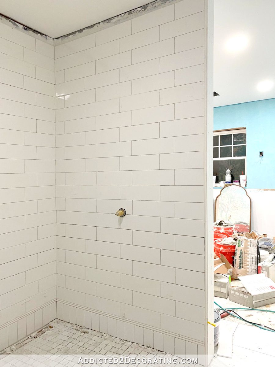 Shower tile installation is complete - 2