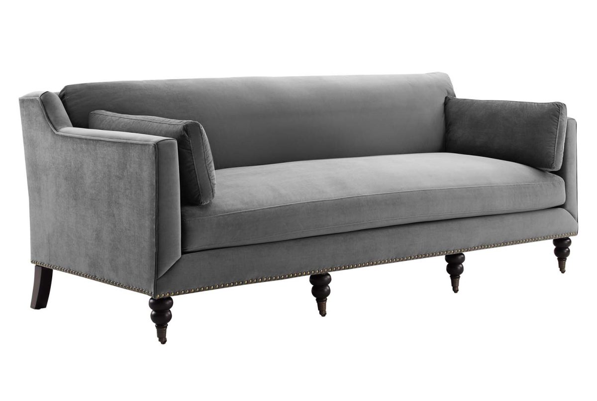 gray velvet sofa - Windsor Performance Velvet Sofa Gray from Homethreads