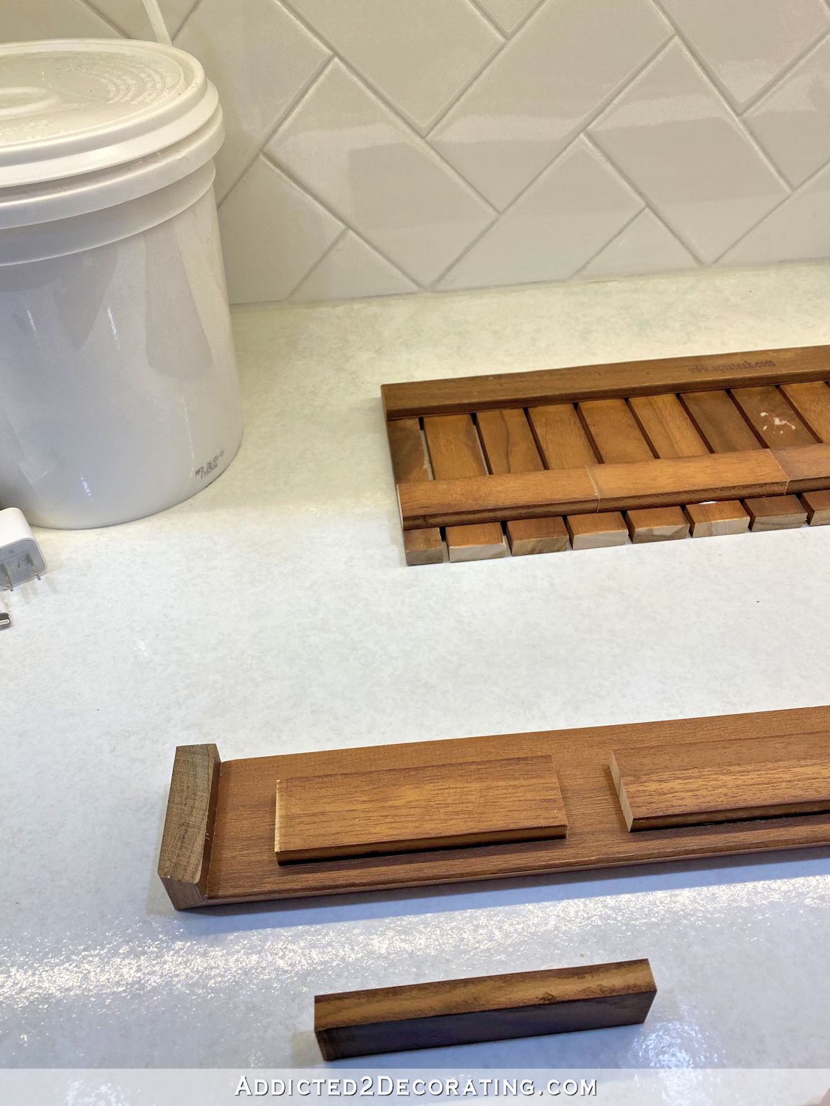 Simple DIY Removable Teak Shower Niche Shelf Addicted 2 Decorating®