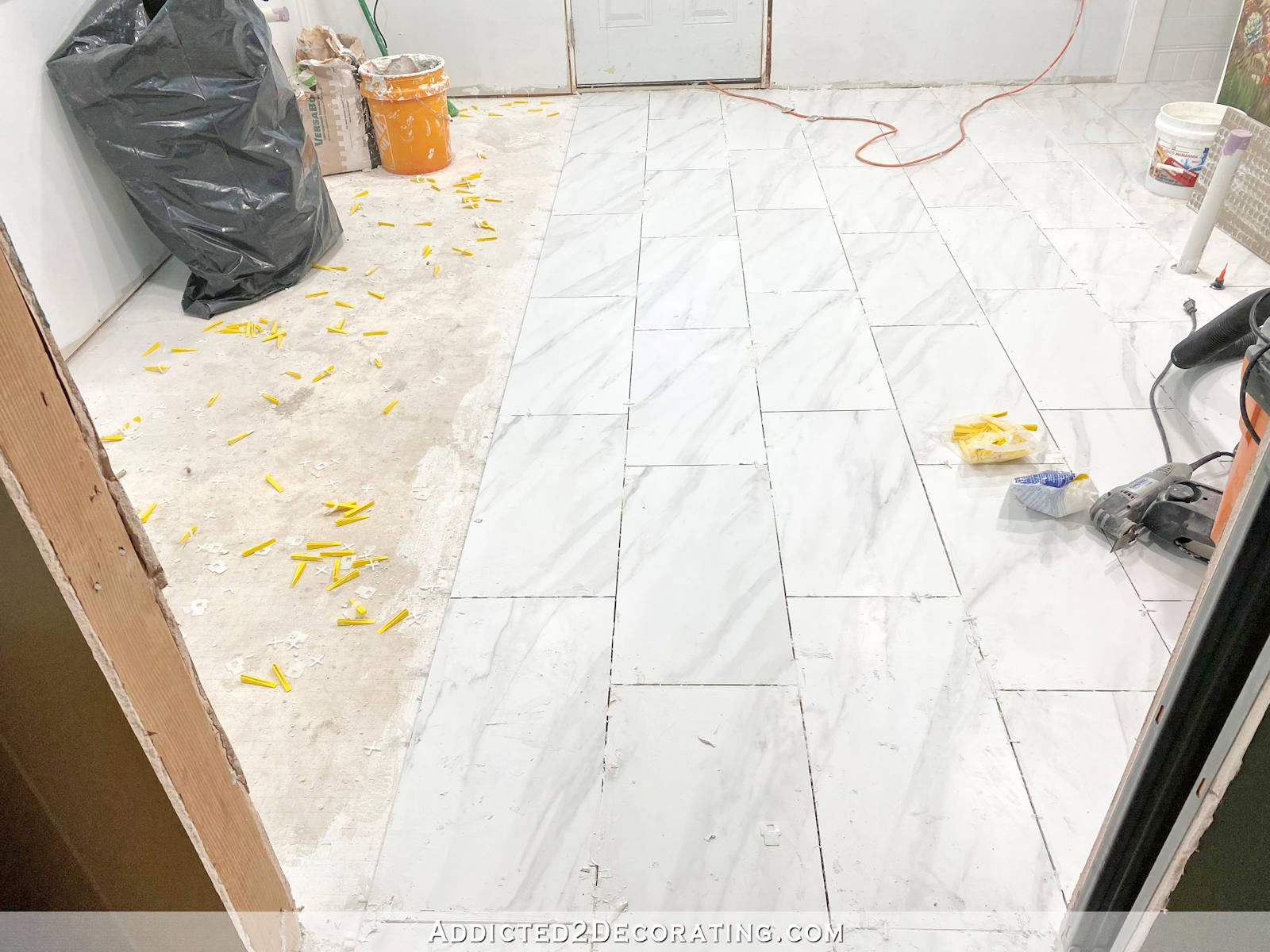 Master Bathroom DIY Tiled Floor Progress (Plus, The Best & Worst Tile Leveling Systems)