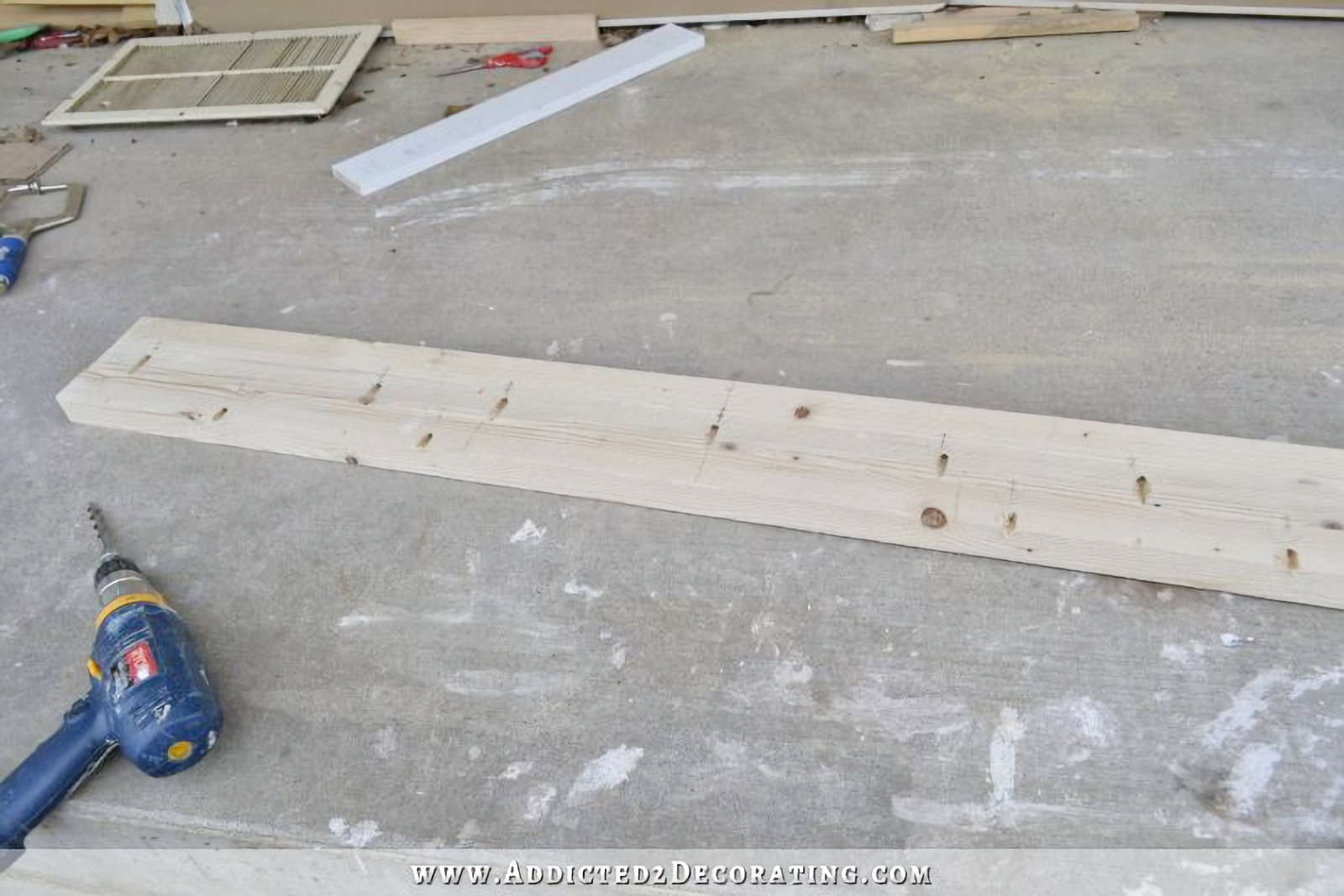 DIY butcherblock countertop in progress - boards screwed together one by one with pocket screws