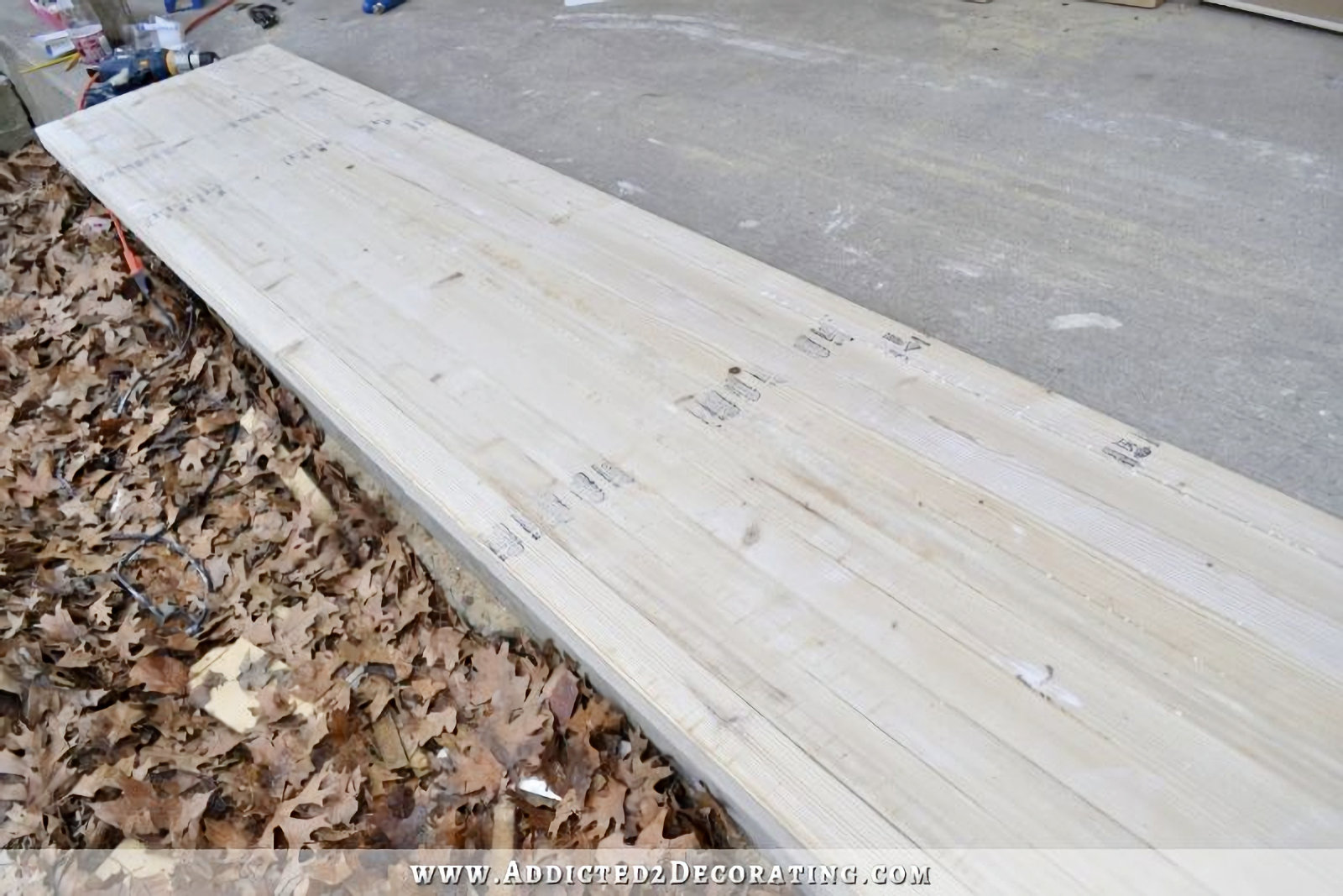 top of DIY butcherblock countertop right after assembly - needs lots of sanding