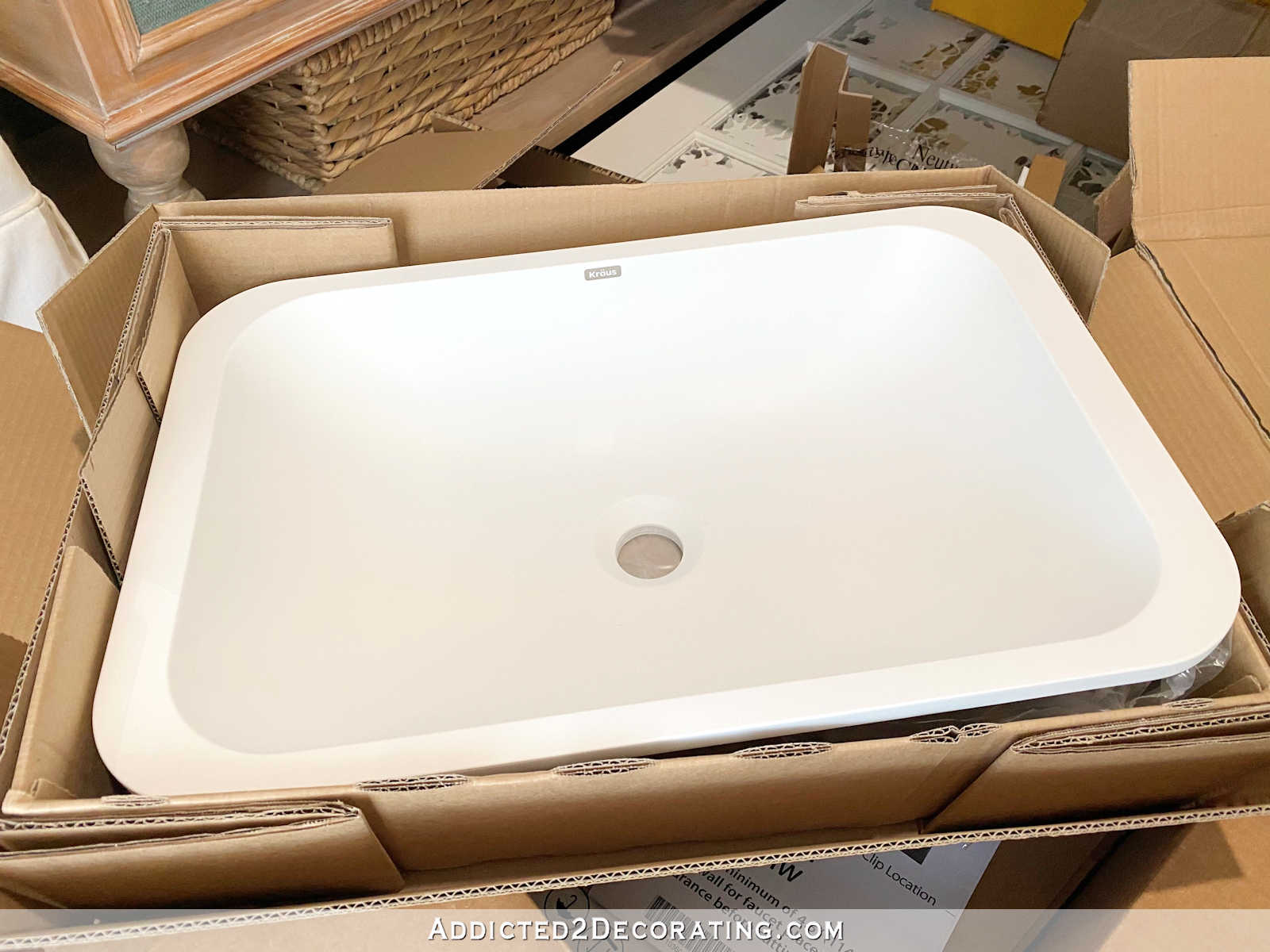 Kraus Natura matte white shallow undermount bathroom sink
