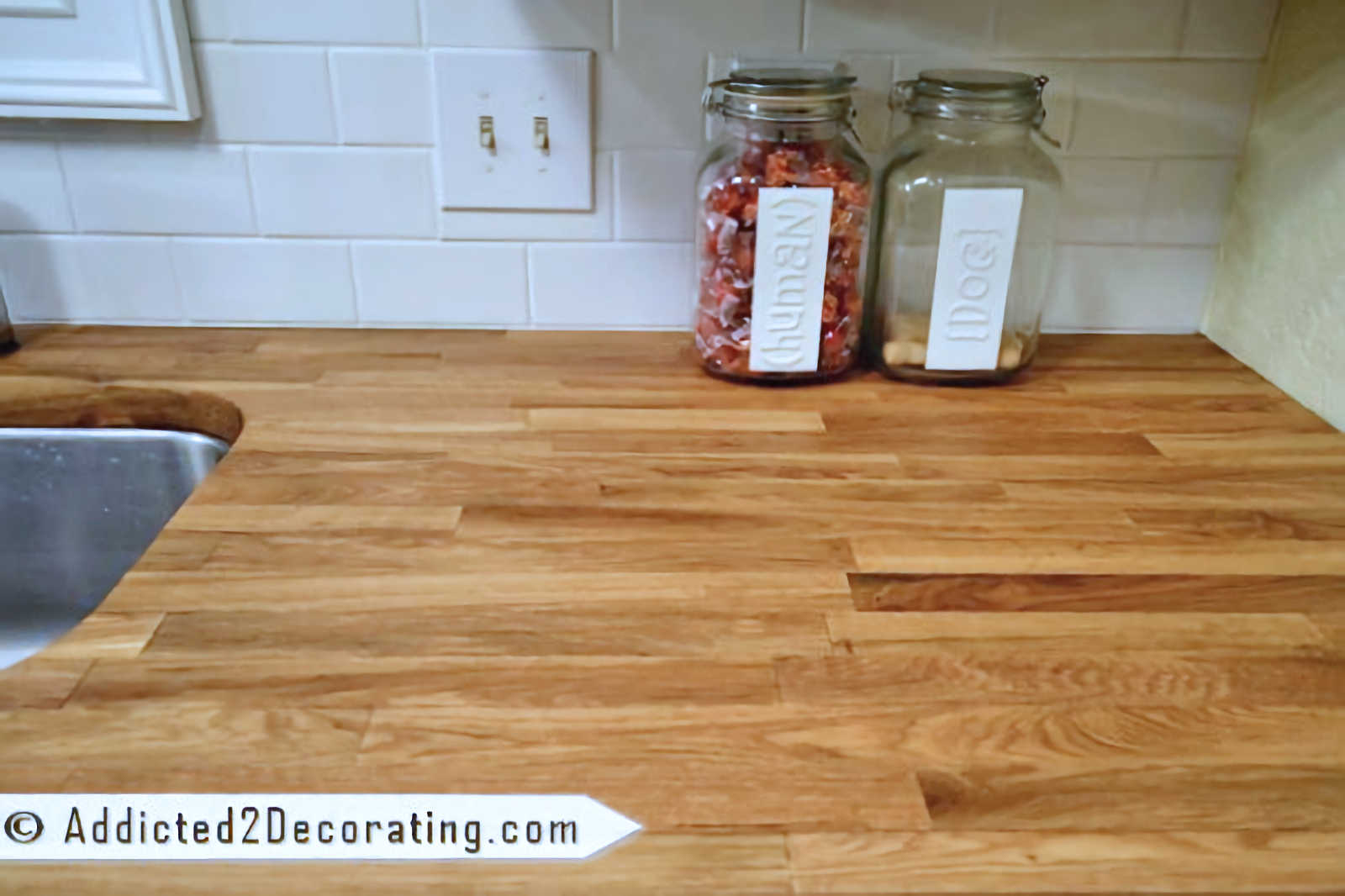 how to seal butcher block countertops the best and easiest way -- mineral oil only