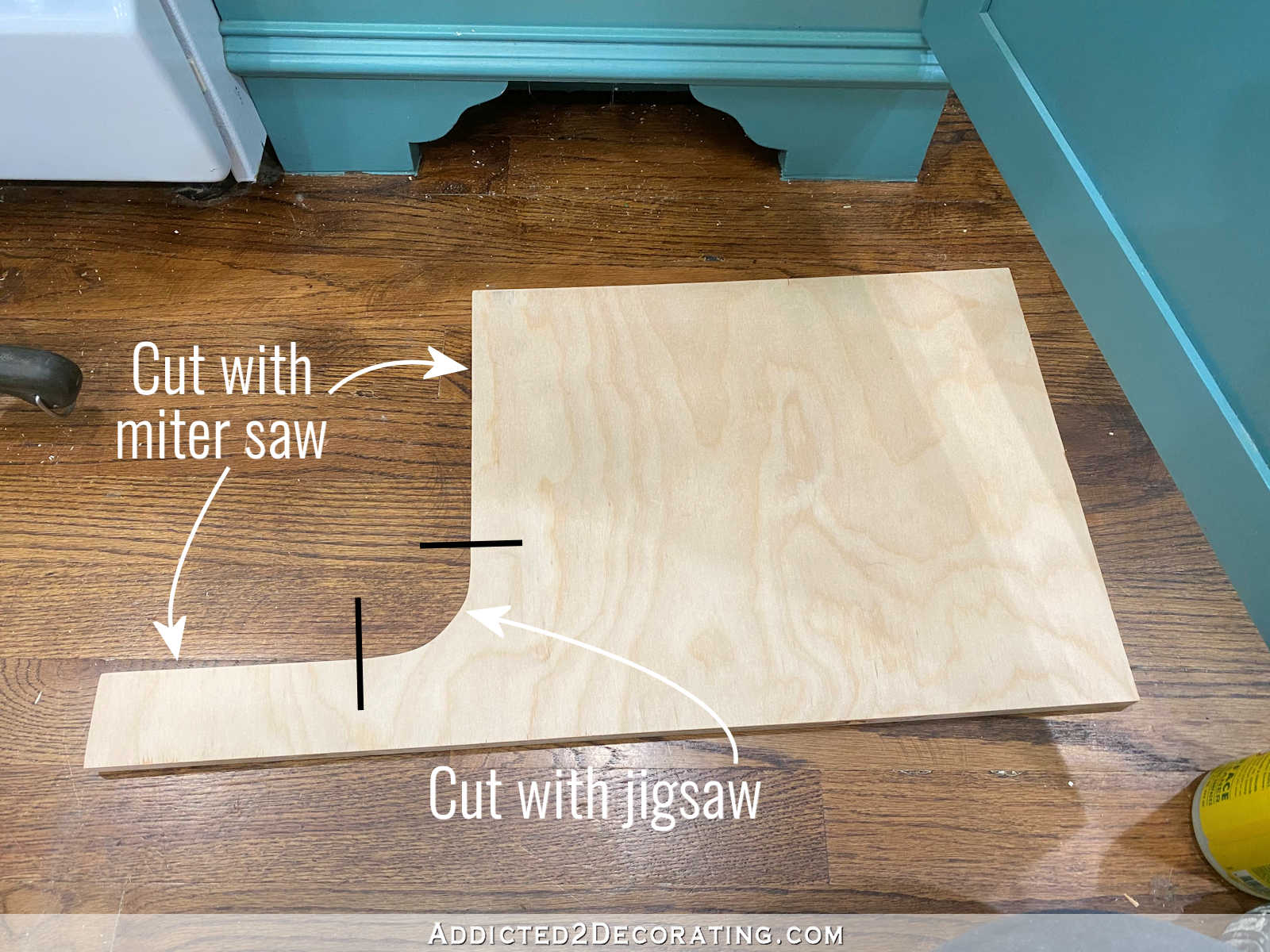dividers for DIY pan organizer -- cut dividers using miter saw and jigsaw