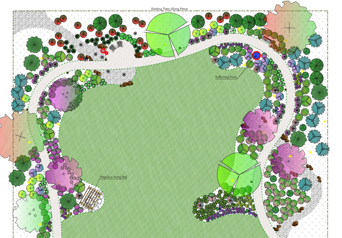 Our landscape design plan - one acre lot, Zone 8 - the back section of the back yard