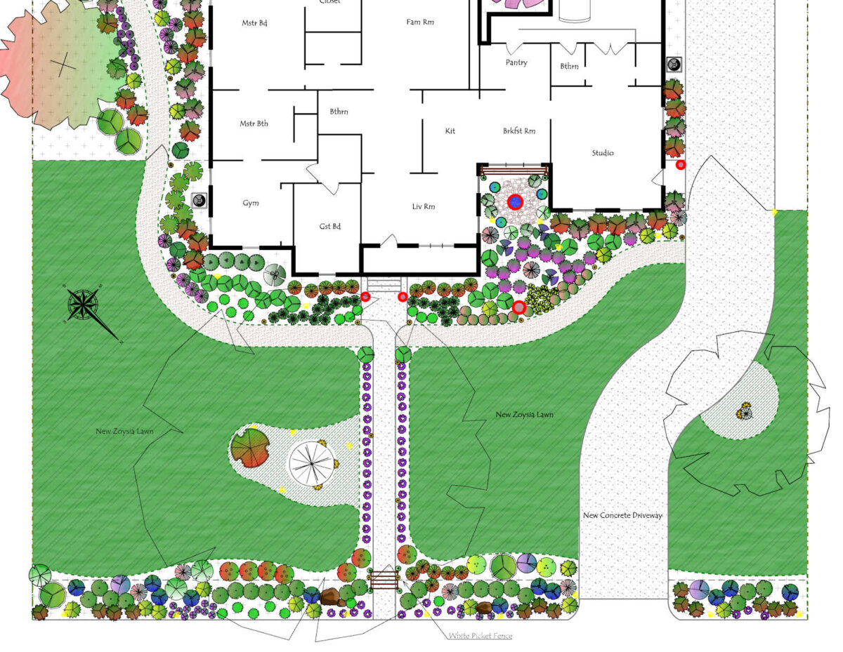 Our landscape design plan details -- front yard - Zone 8