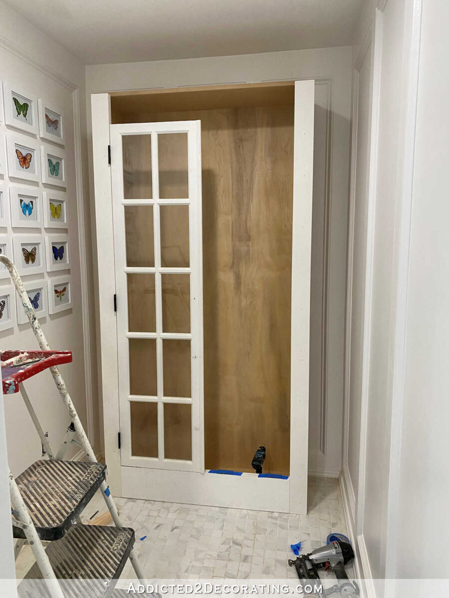 large DIY cabinet with glass doors 21