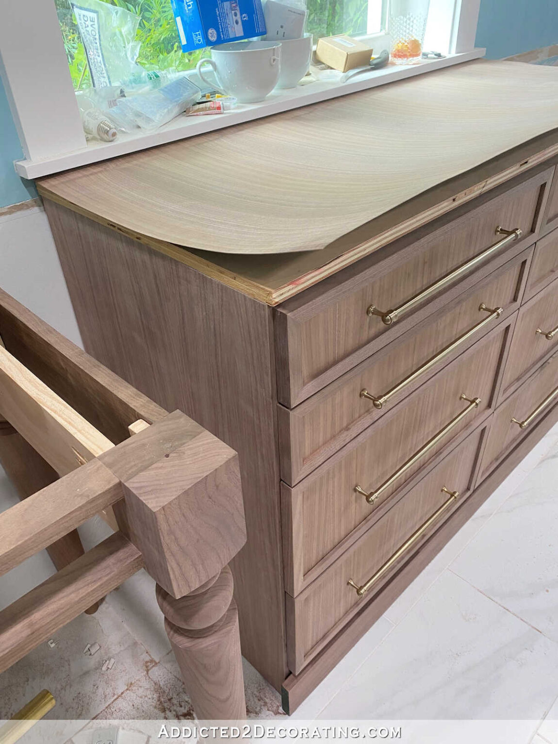 Decorting Drawer Top DIY Chest Of Drawers — Part 2 (Walnut Storage Cabinet For Our Bathroom ...