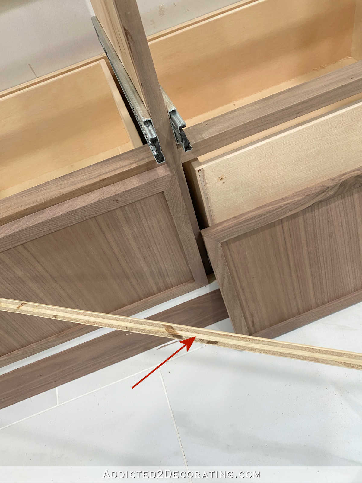 DIY bathroom cabinet finishing and installing the drawer fronts 7