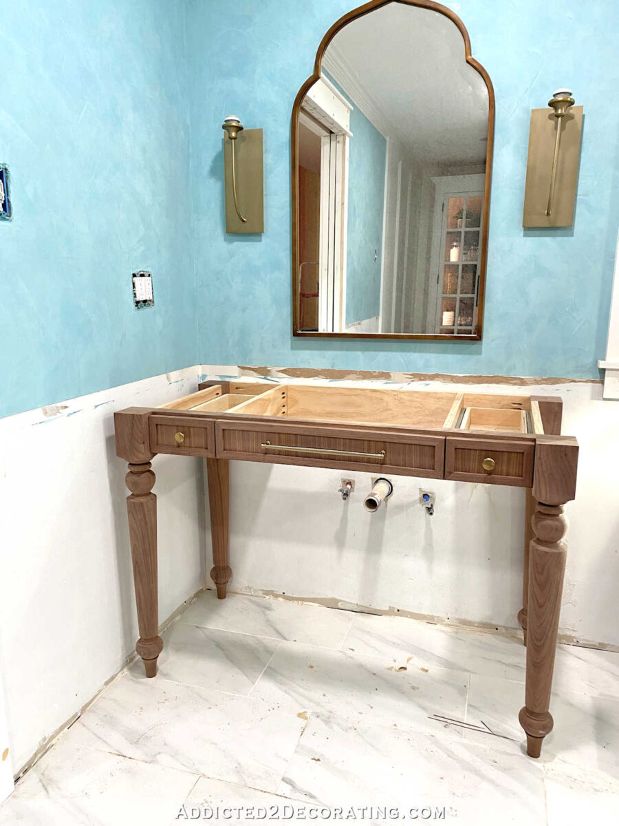 finished diy table style vanity 1