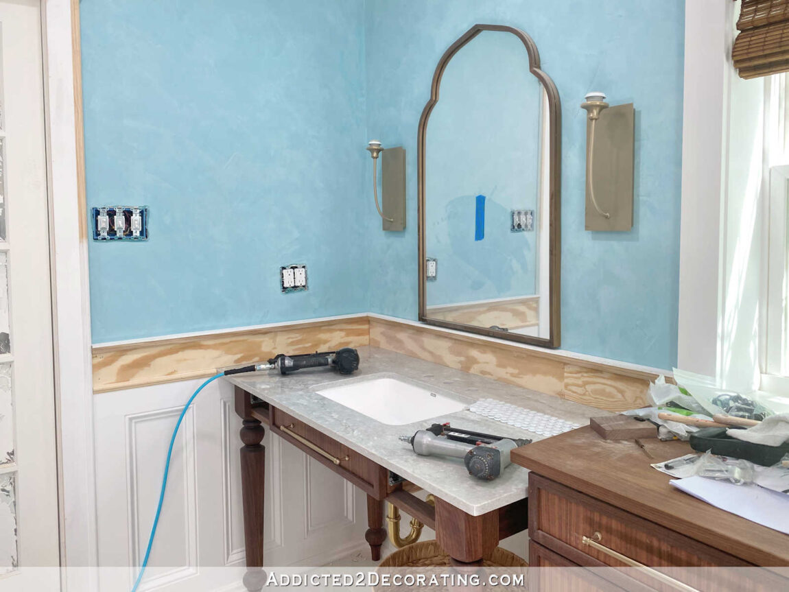DIY Wainscoting Part 2 - Installing Wainscoting Around A Vanity ...