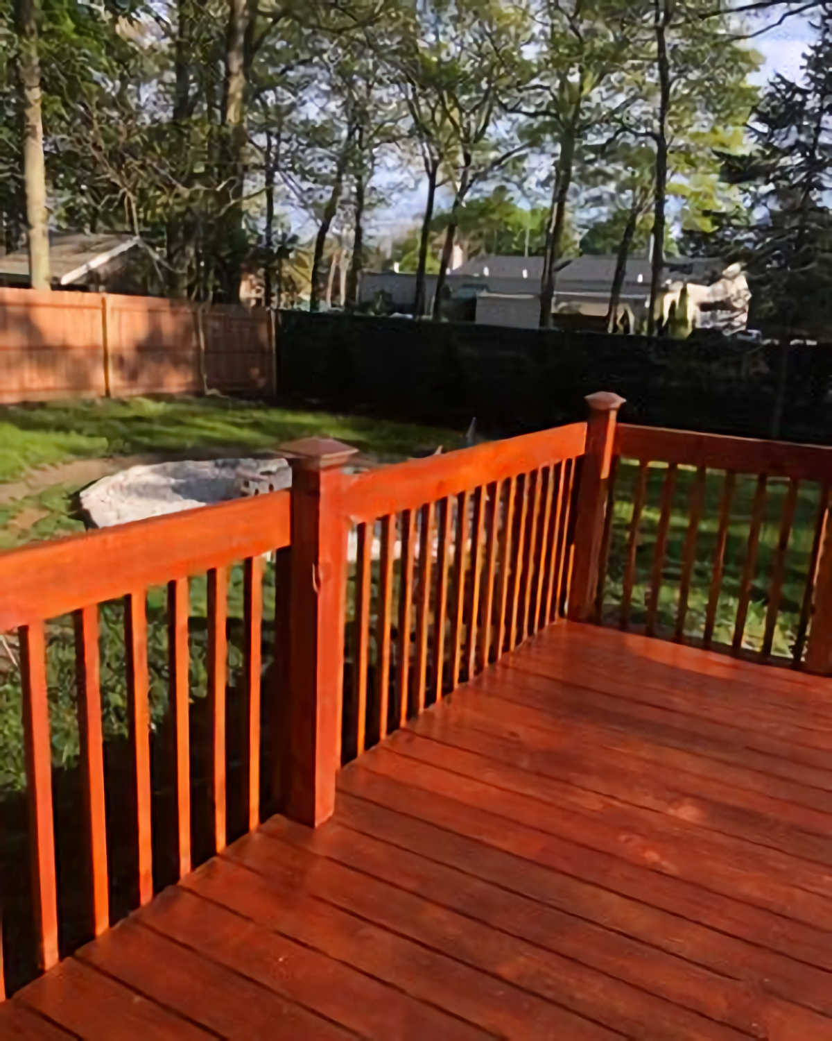 An example of how red the Cabot Australian Timer OIl in Jarrah Brown looked on my cedar porch.