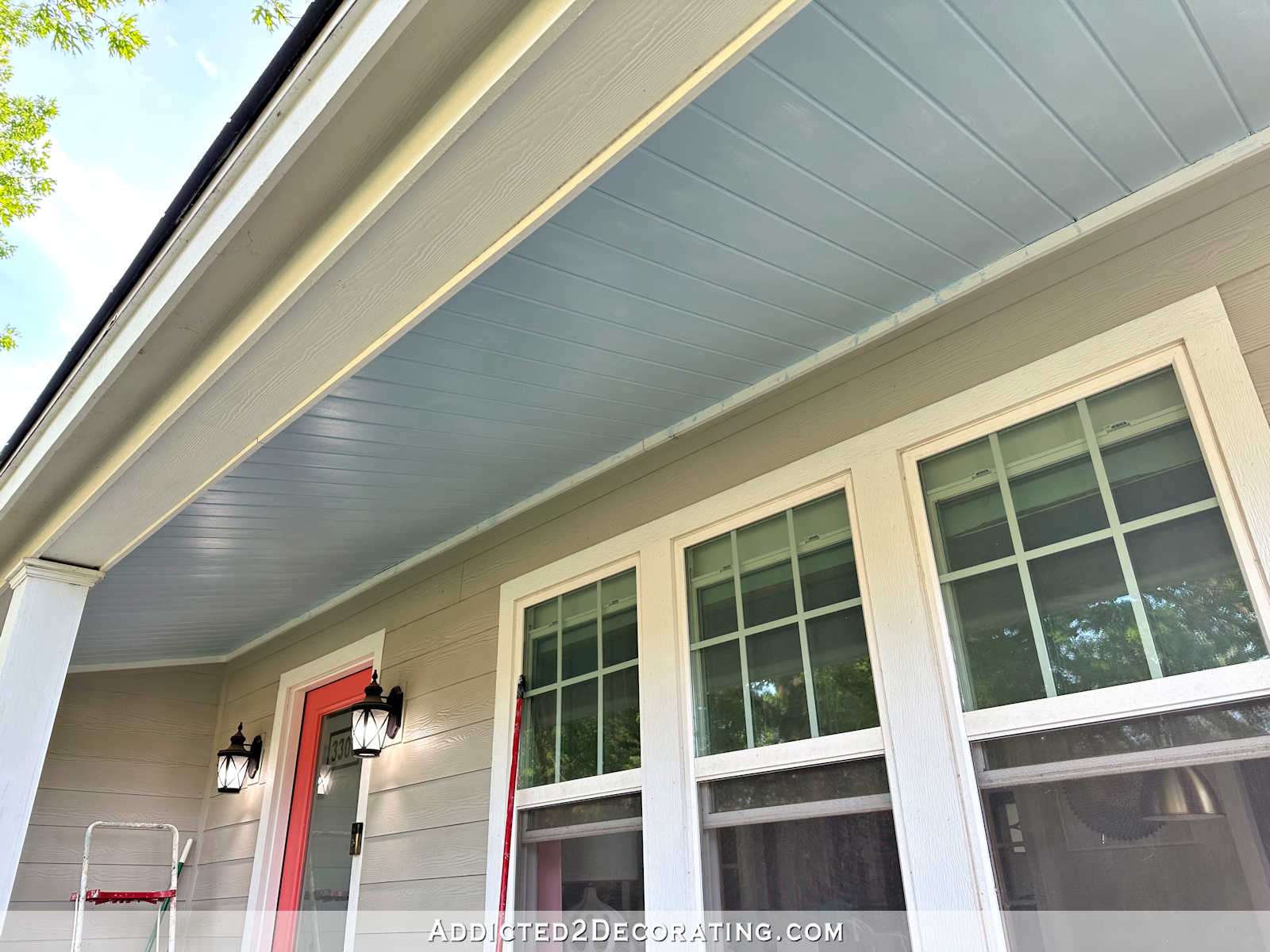 Front Porch Refresh Progress (Plus, Do Haint Blue Porch Ceilings Work?)