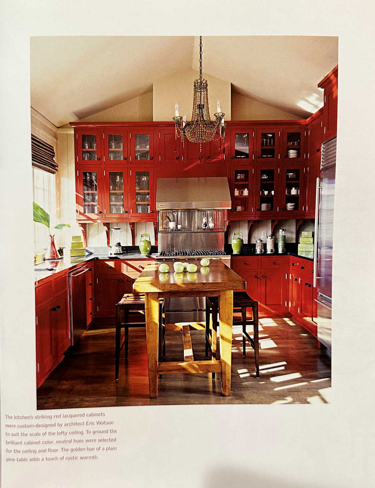 Kitchen with red painted cabinets from 2006. Does this kitchen look timeless in 2023? Is there such a thing as timeless kitchen design?
