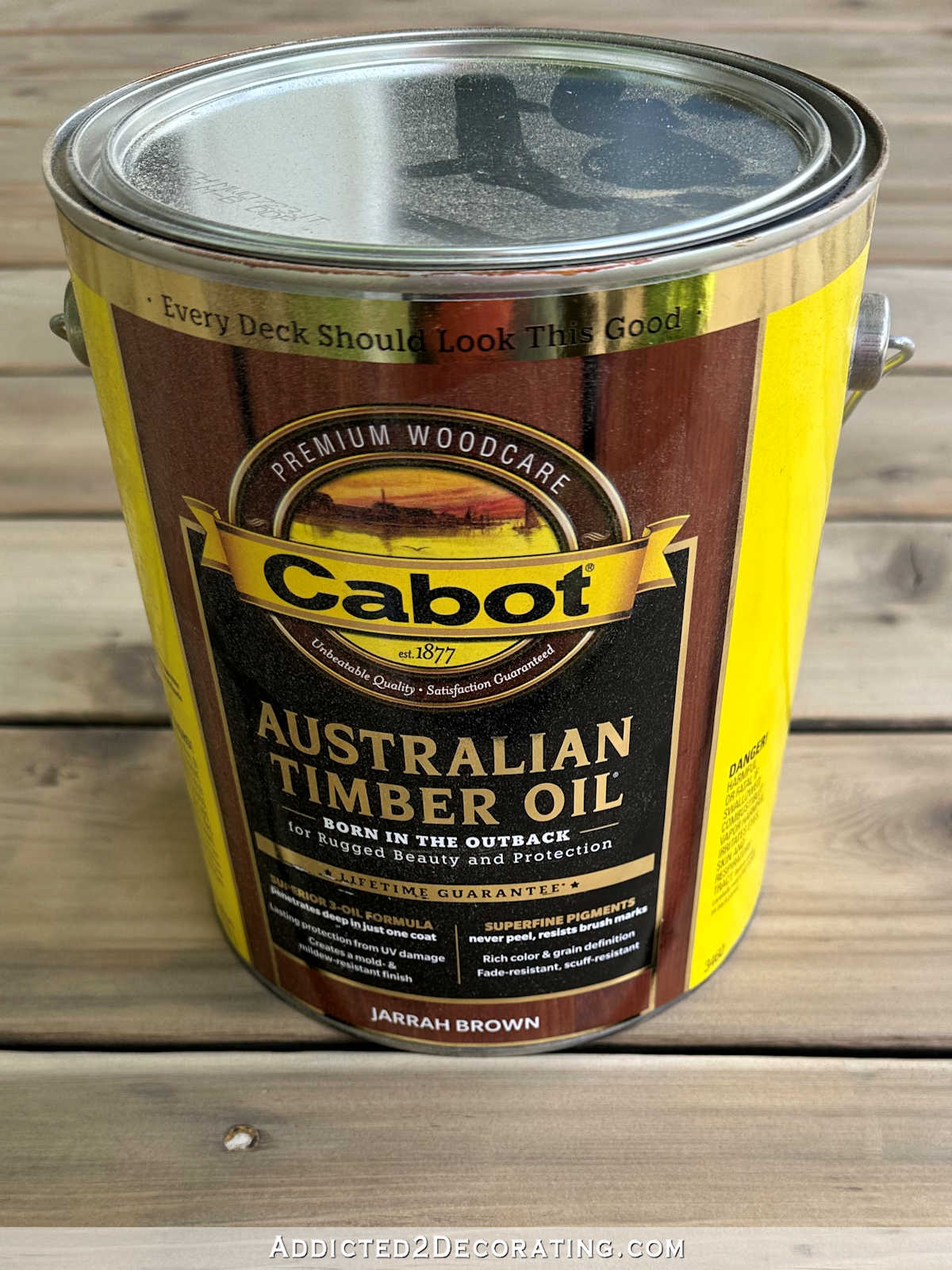 Cabot Australian Timber OIl in Jarrah Brown -- used on my cedar porch, it turned really red.