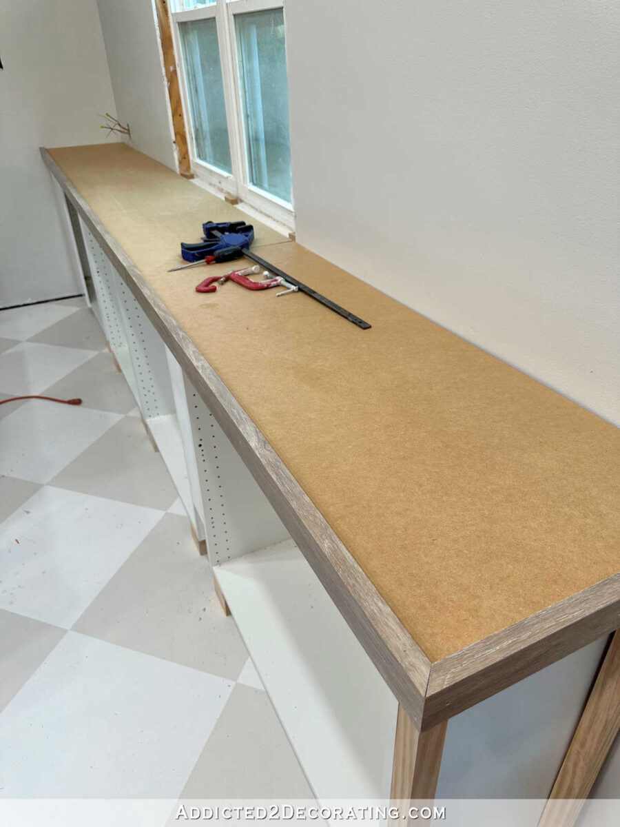 MDF base for DIY countertop in home office