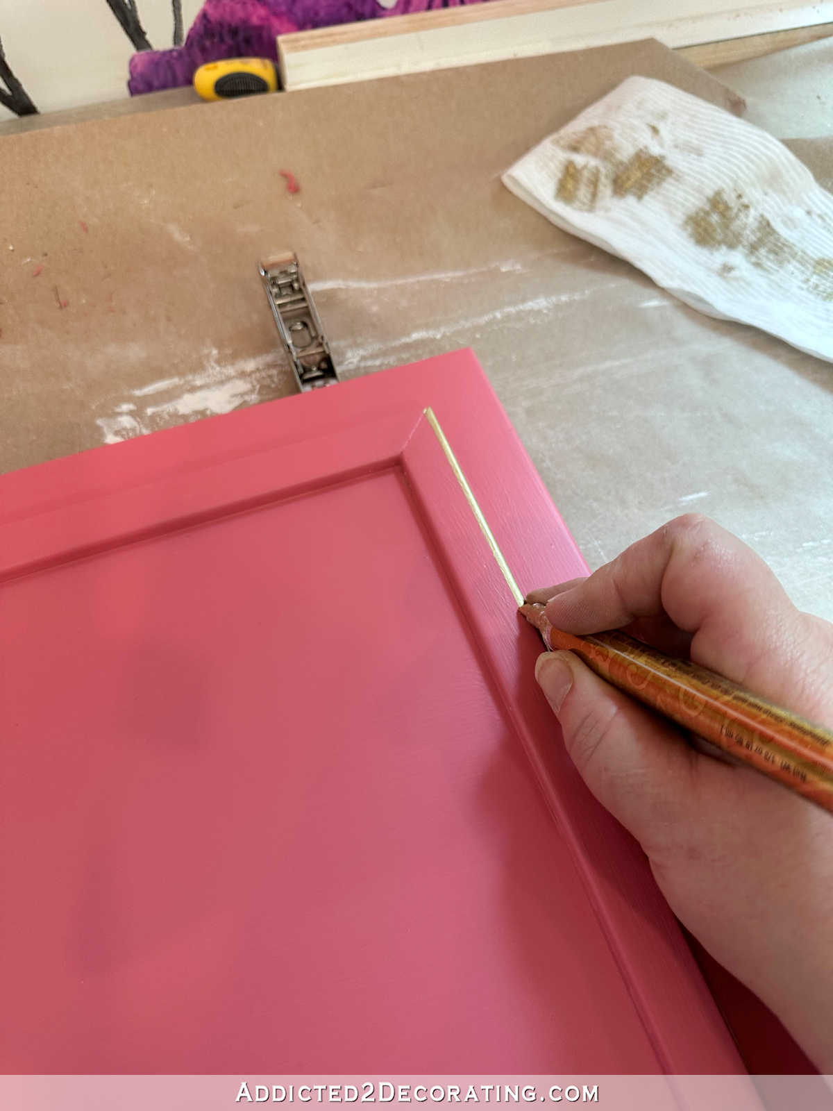 Adding Gold Accents To My Pink Studio Cabinets
