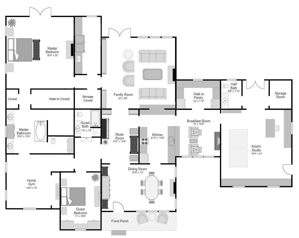 floor plan whole house bedroom and laundry room
