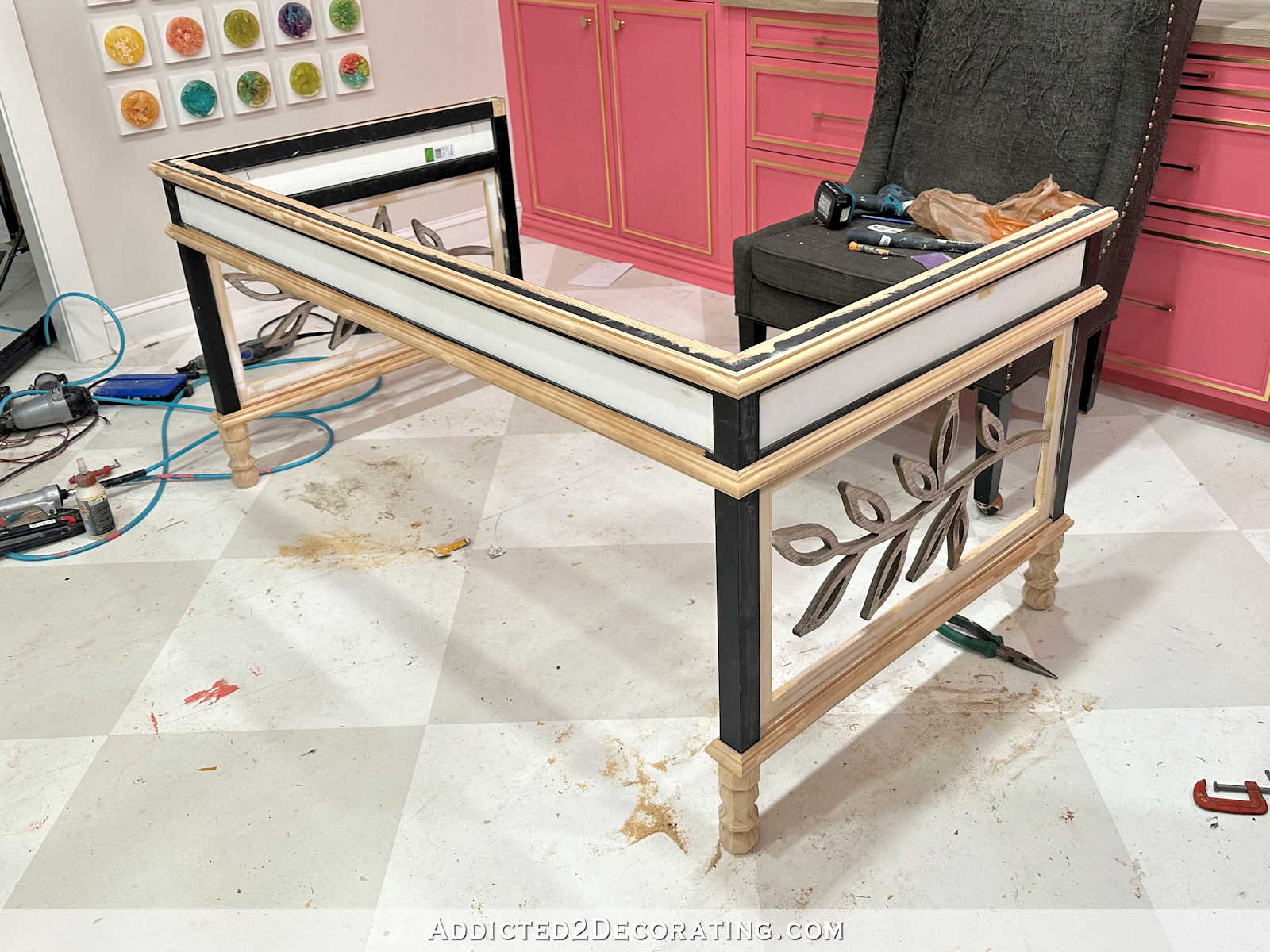 Studio Desk Makeover – Part 3 — Adding Trim, Furniture Feet, and Other Details