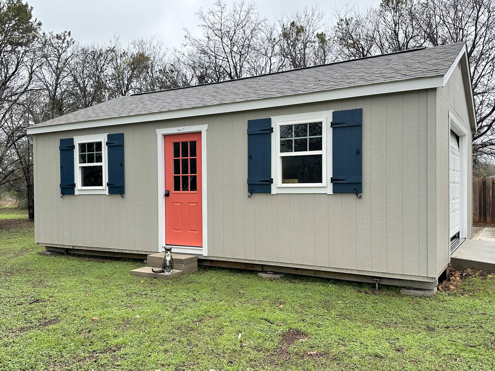 The Amazing Difference a Colorful Front Door Can Make (Plus, a Painting Tip for Painting Doors with Windows, and the Keypad Door Knob I Chose)