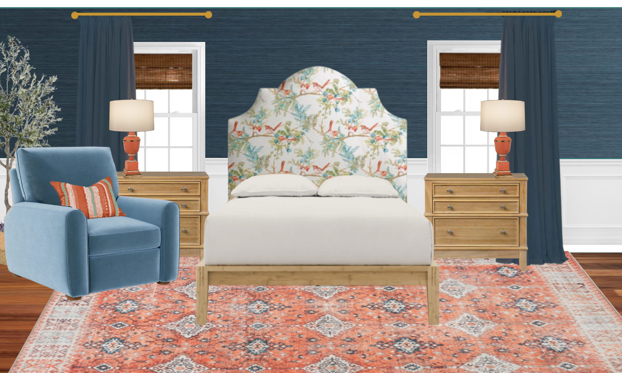 Two Polls: Headboard Fabric and Foyer Mirror Placement