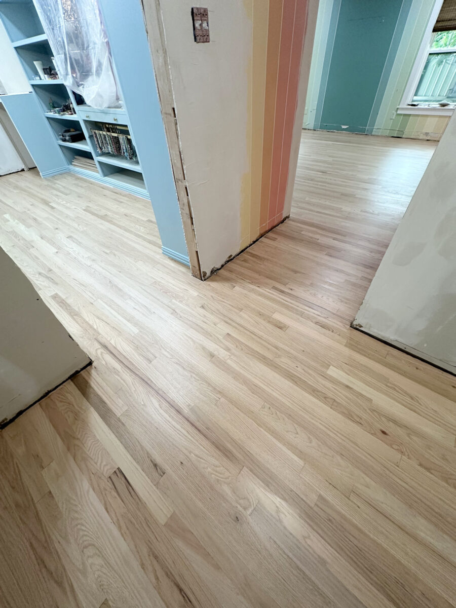 Red oak floors with Bona Natural Seal and Bona Traffic HD in an extra matte finish