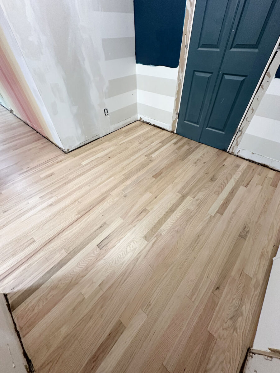 Red oak hardwood floors with Bona NaturalSeal and Bona Traffic HD in an extra matte finish.