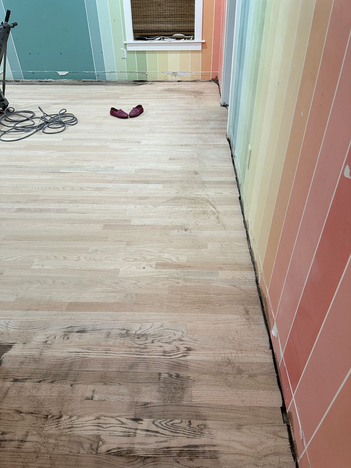 Bedroom Suite Progress Report – Sanding The Red Oak Hardwood Flooring (Plus, A Preview Of My Blue Walk-In Closet With Light Wood Floors)