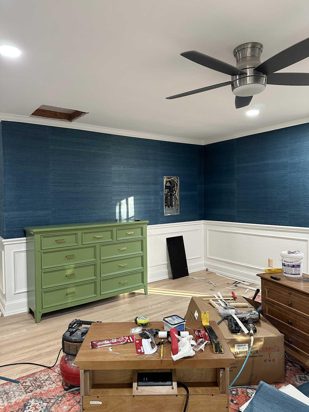 Bedroom And Foyer Grasscloth Wallpaper Progress (It’s So Good!!)