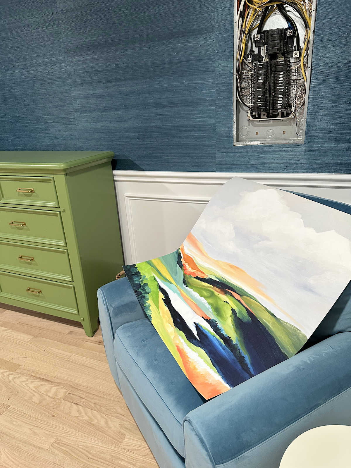 Random Bedroom Details — Front Door Privacy, Bathroom Door Question, New Artwork, And Coffee-Dyed Drapery Trim Success