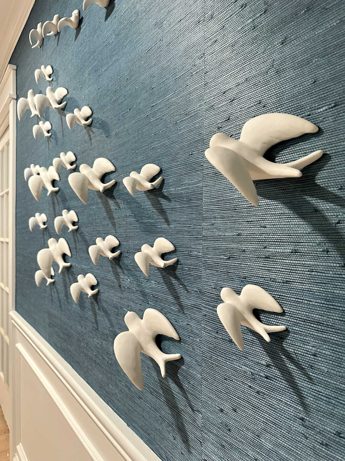 The Finished Ceramic Bird Wall In The Bedroom