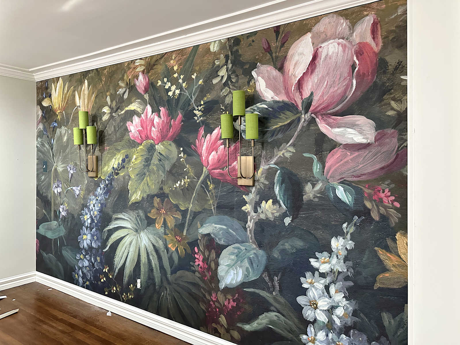 Entryway Progress — The Floral Wallpaper Mural Is Up!