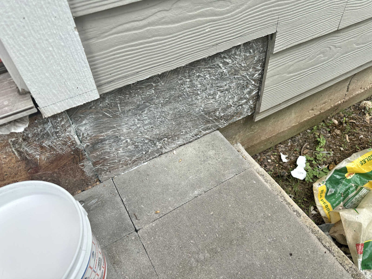 Semco liquid waterproof membrane used to seal exposed OSB 