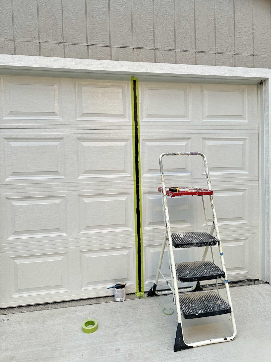Painting vertical strip on garage door for faux carriage door look