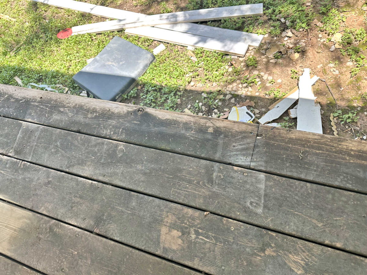 Cedar porch -- the boards have lasted for years, but the sealer/stain doesn't last a year