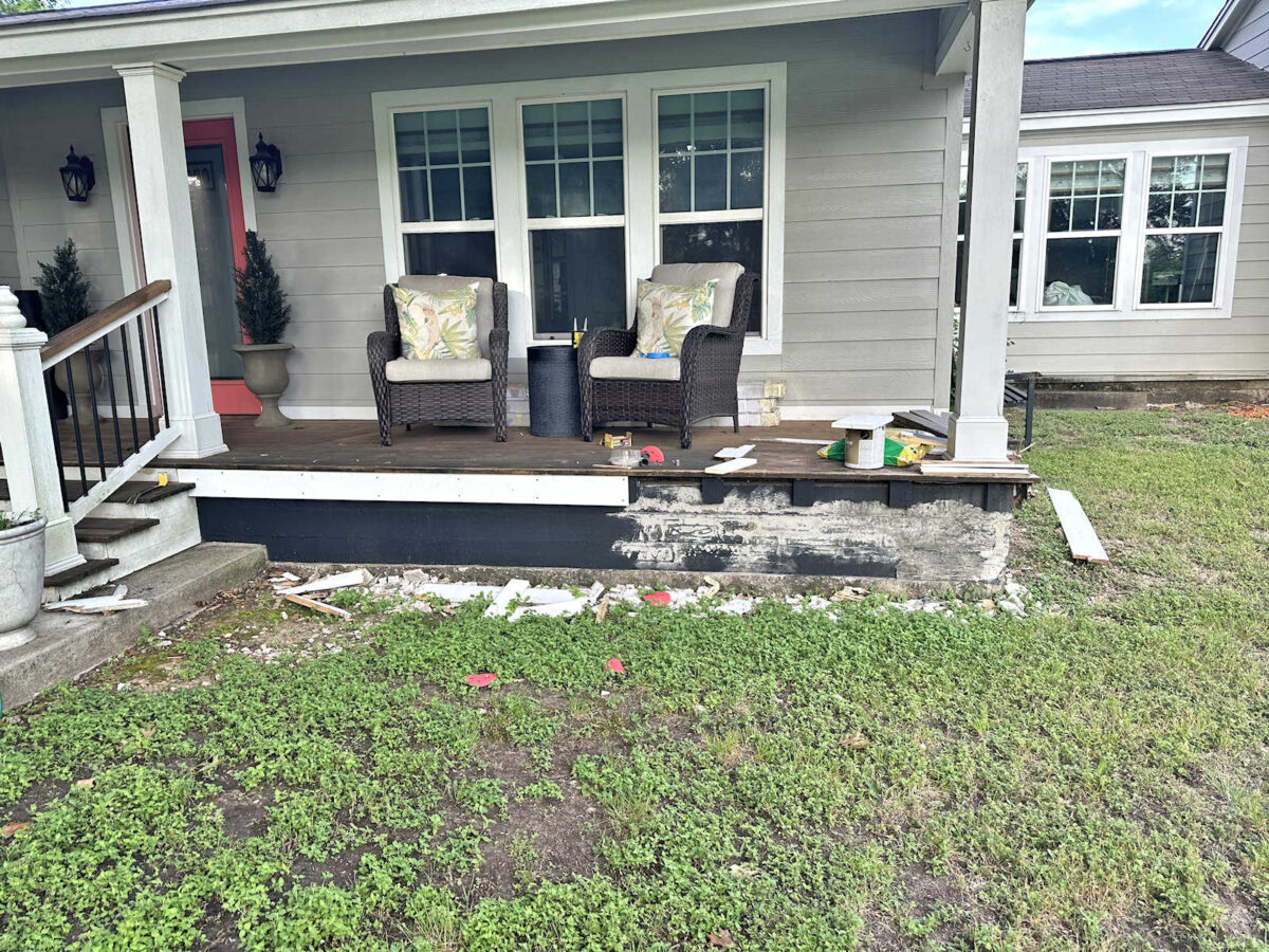 Ideas for covering concrete porch with a stone look skirting