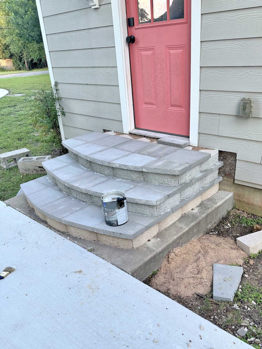 Painting retaining wall blocks