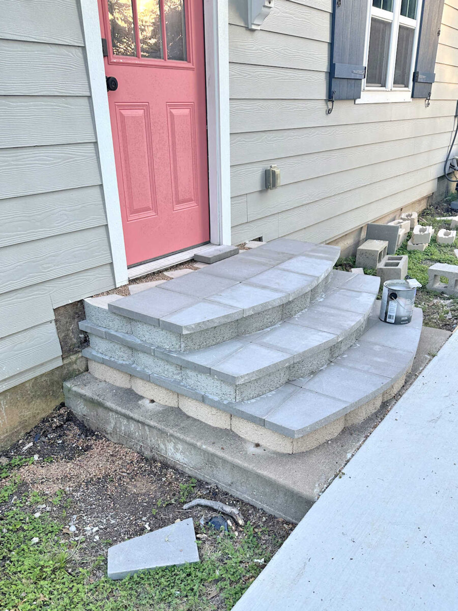 Painting retaining wall blocks