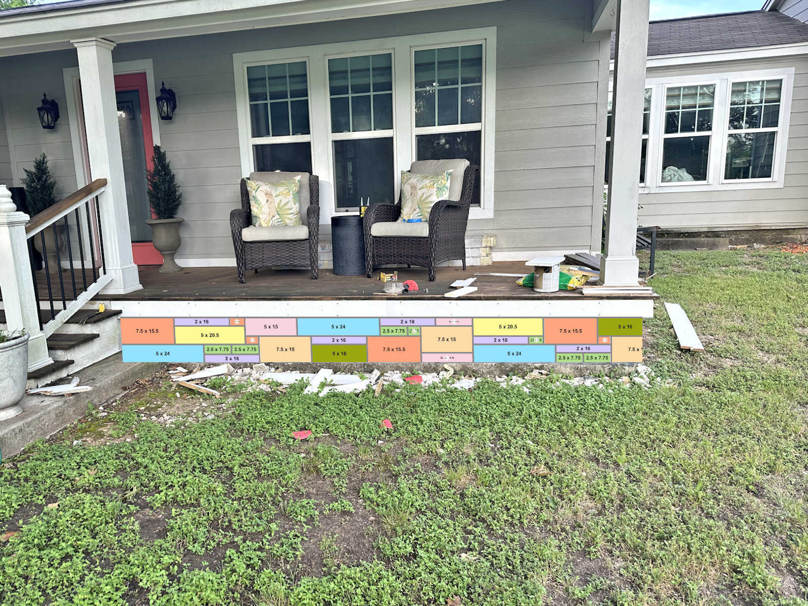 Front Porch Skirting Progress - Mapping Out The Design - Addicted 2 ...