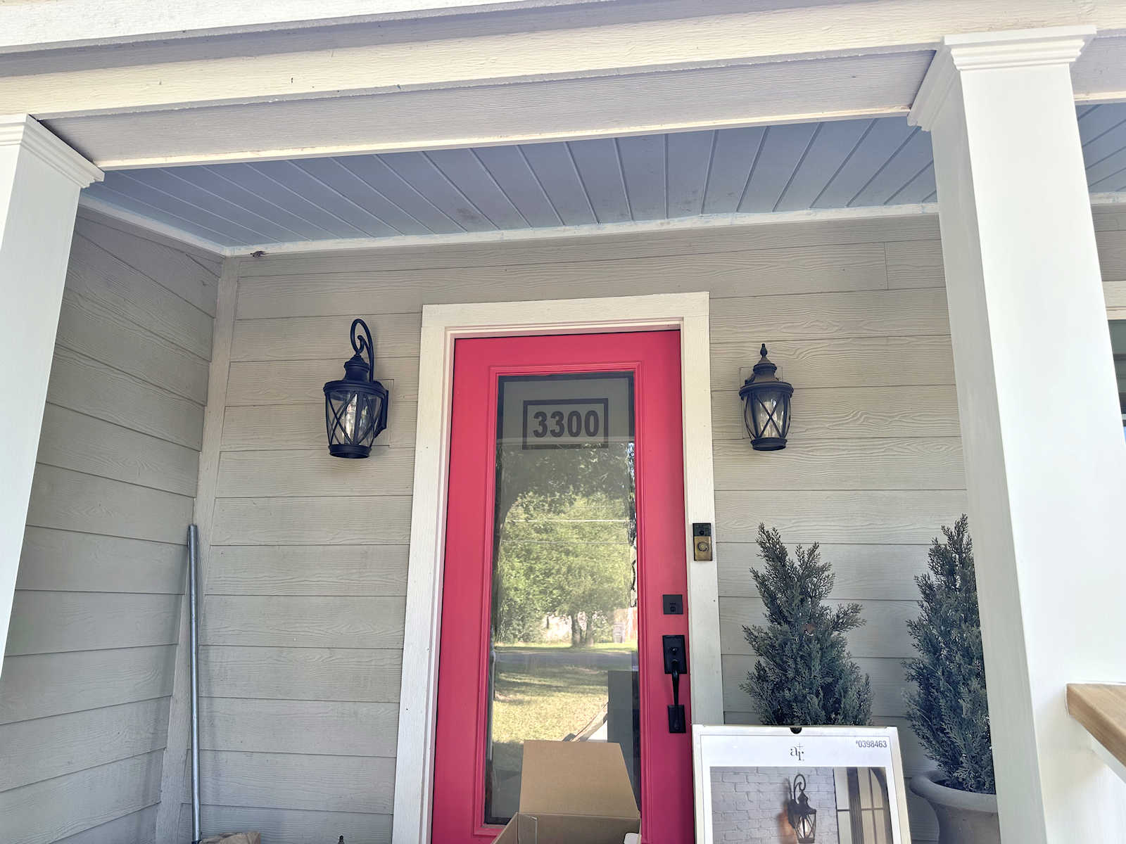 New Front Porch Lights & The Week’s Porch Makeover Progress