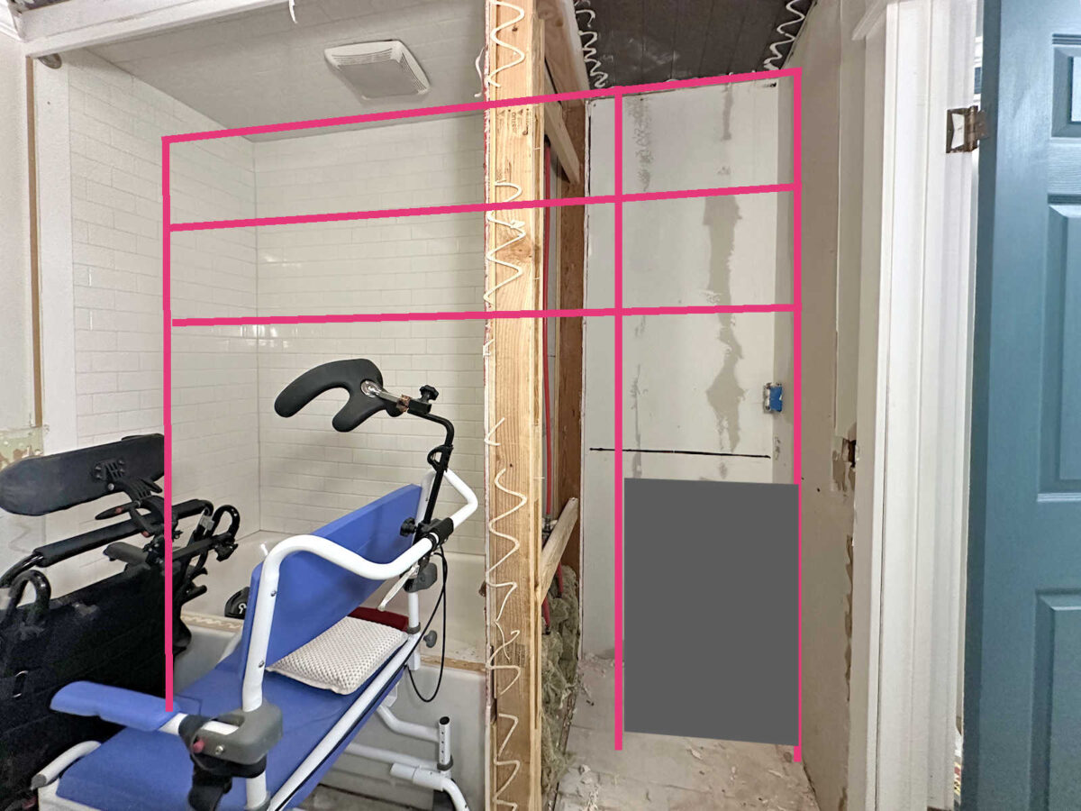 Planning my storage room with wall shelves and a utility sink